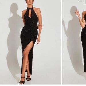 Oh Polly Black Glitter High Low Dress